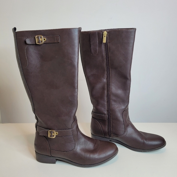 Nine West Suri 2 Brown Faux Leather Riding Boots Size Women's 5 - Picture 2 of 14